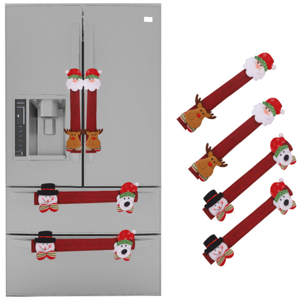 4 kappaleen jääkaapin ovenkahvan suojat, joulupukki lumiukko keittiö
