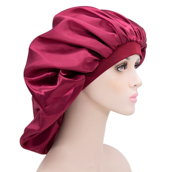 Satin Silke Bonnet Sovehette – (Vinfarge) Luksuriøst Stoff, Premium
