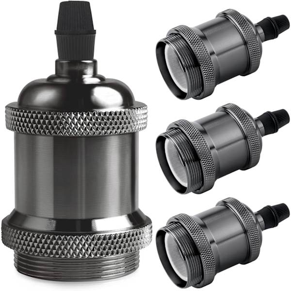 4-pack Vintage E27 Lamphållare - Svart, Edison Vintage Hänglampa