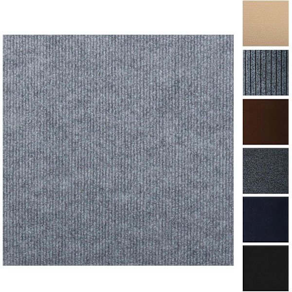 Teppefliser 30 x 30 cm Selvklebende Teppefliser Sklisikre Gjenbrukbare Teppeflater (10 stk) Light Gray