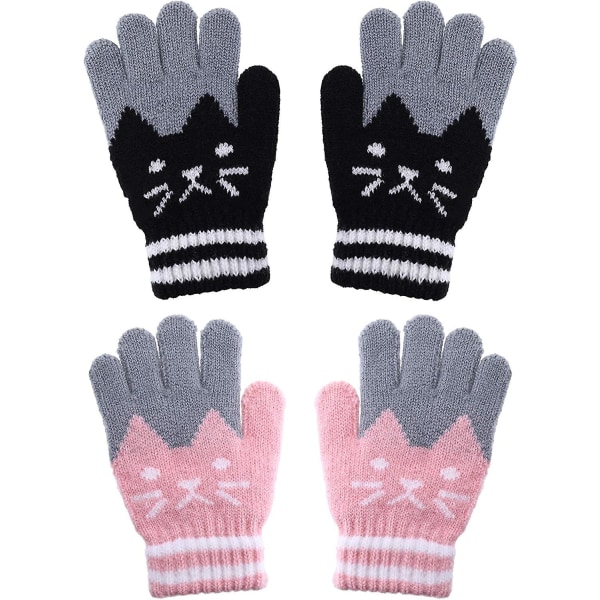 2 par barnvantar vinterhandskar helfinger stickade handskar varma S