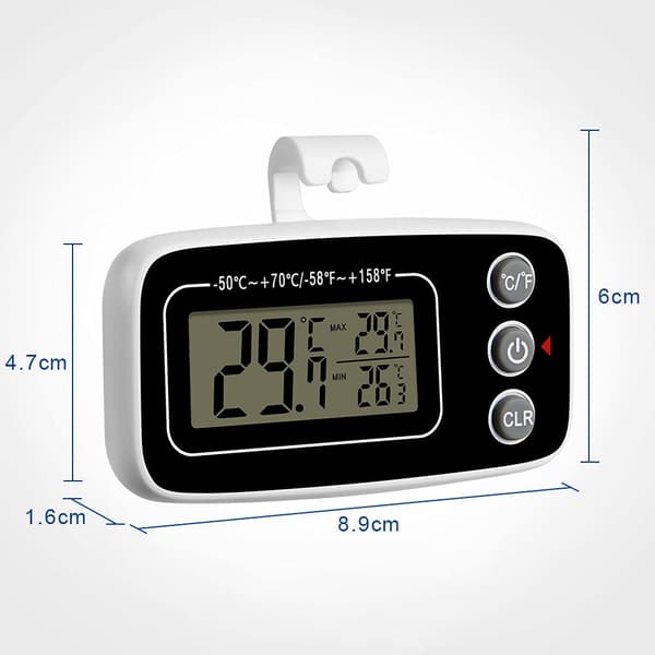 Fridge Termometer Vandtæt Fryser Termometer med Krog Max/