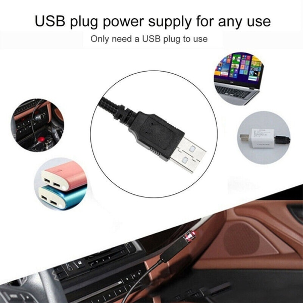 USB Car Interiør Tag Atmosfære Lys LED Romatic Projector Sta
