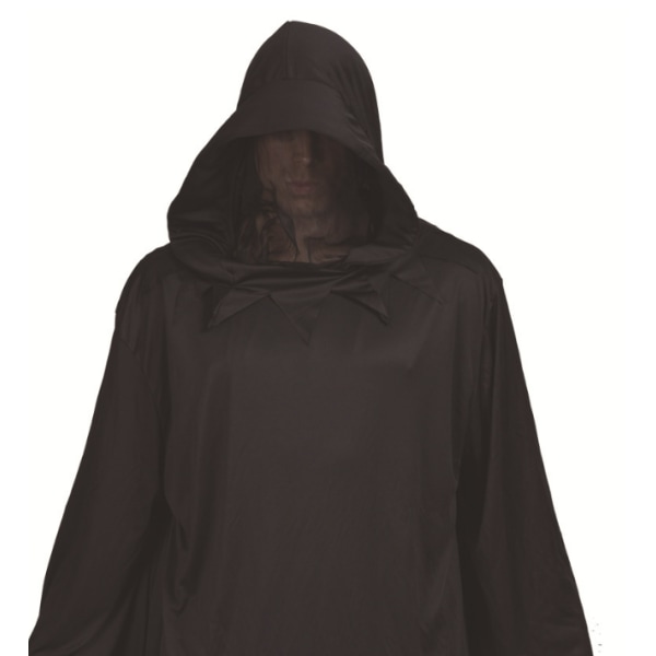 Halloween-kostyme Kald superlang svart kappe krigerrekvisitter c