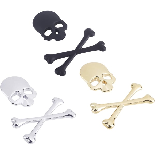 3 stk (9*8,5 cm) 3D Metal Personality Skull Skeleton Death Car Moto