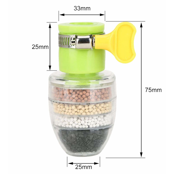 3 stk. Mini-kran vannfilter 6 lag aktivert karbon vann Fa