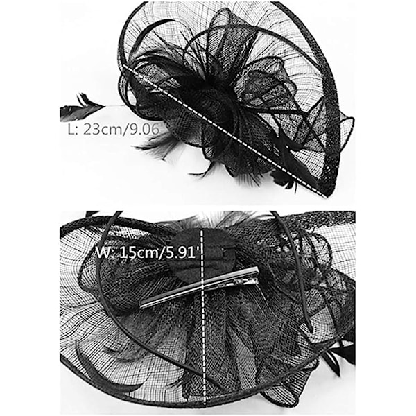 Elegant Fascinator Damhatt Bröllop Fjäder Hårklämma Royal Ascot