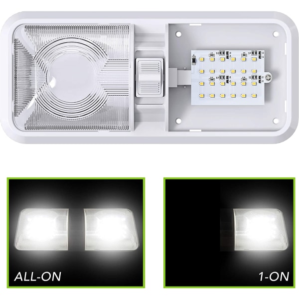 LED loftslampe dobbelt kuppel lys DC 12V armatur med tænd/sluk-knap