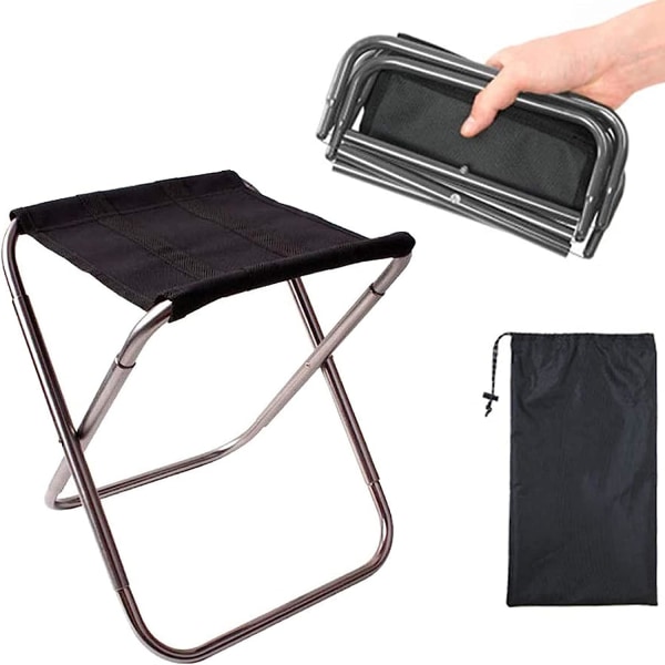 Sammenleggbar campingkrakk (sølv), liten bærbar sammenleggbar krakk, ultralett sammenleggbar stol, bærbar sammenleggbar sitteplass, liten aluminiums campingstol, for reiser, fotturer, fiske, grill