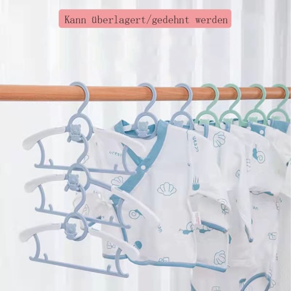 10-pack (Liten himmelsblå björn) Stapelbara galgar för barn med B