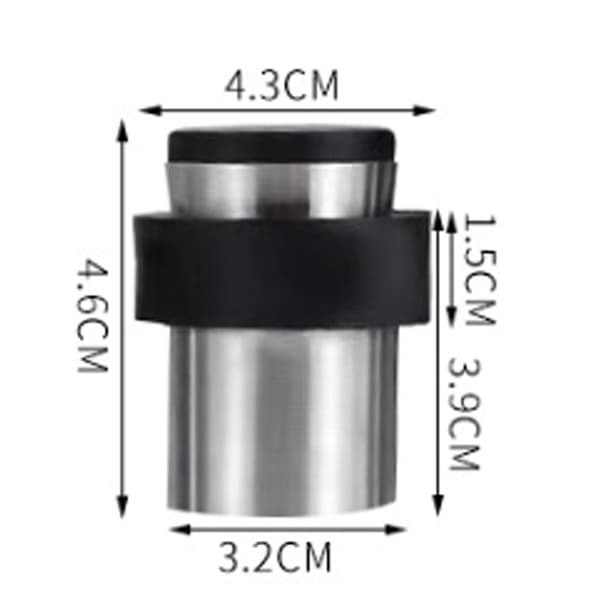 Dørstopper 43 x 46 mm - rustfritt stål farge 2 stk