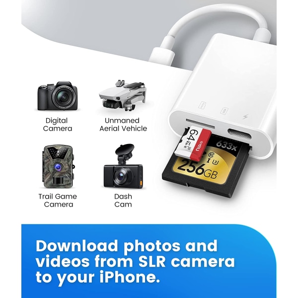 SD-kortläsare för iPhone iPad, Oyuiasle Trail Game Camera SD