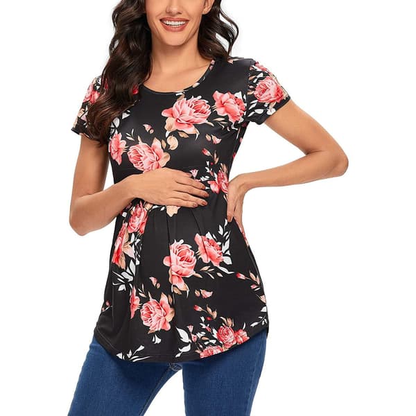 Maternity Toppar Off Shoulder Kortärmad Sid Rynkad Graviditet T