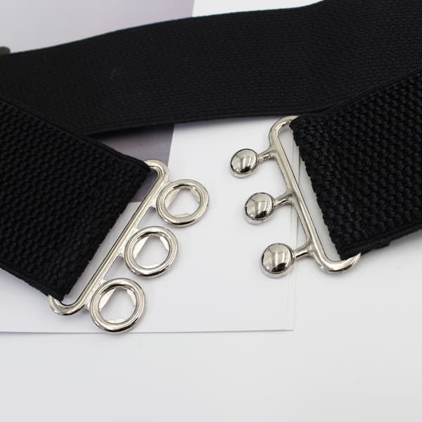 Stål kugle metal bred spænde elastisk bælte (sort) - Bredde 5cm
