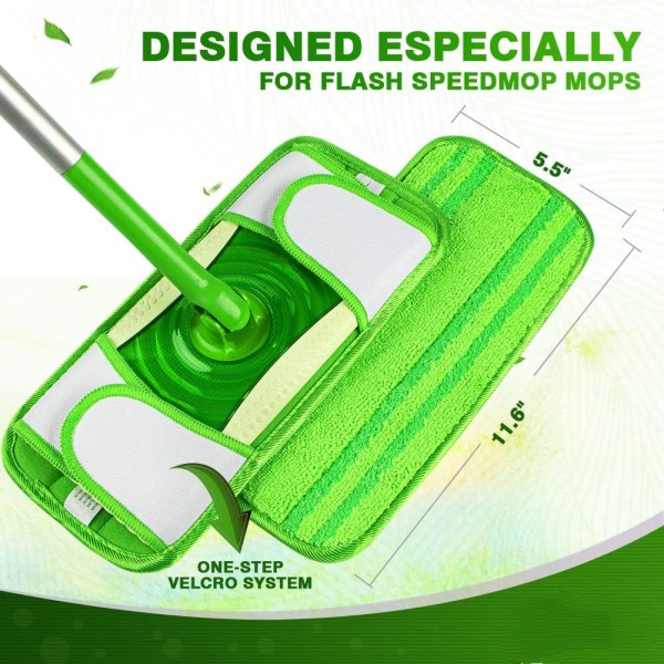 Pakke med 4 mikrofibermopp (grønn) kompatibel med Swiffer Sweeper,