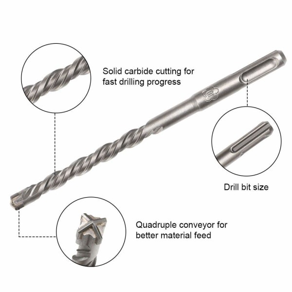 Betongbor, 9 stk. (5 mm~16x160 mm) Flisbor, SDS-Plu