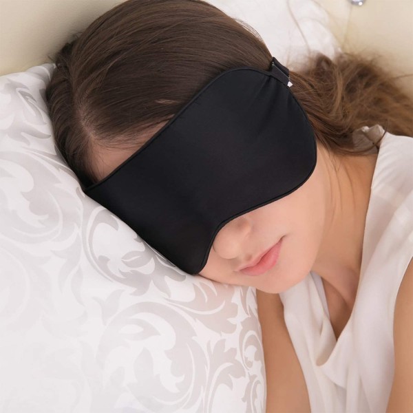 Nattmaske, naturlig silke sovende øyemaske med justerbar stropp