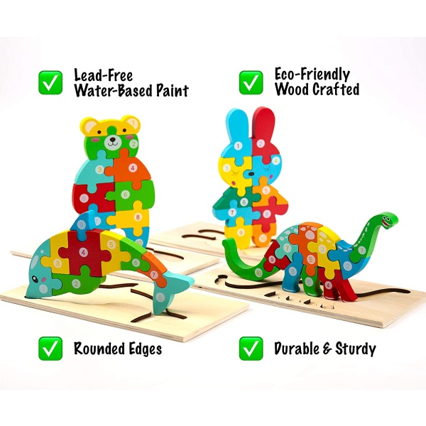 Montessori Mama Småbarnspuslespill i tre for barn i alderen 3-5 | Monte