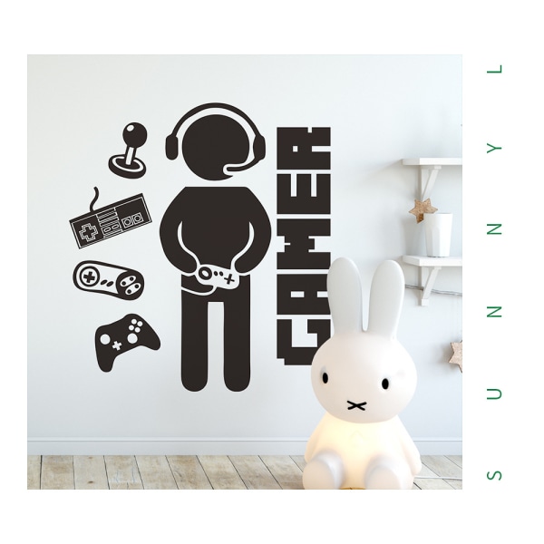 Gamer Boy Decal Wall Sticker, Video Games Wall Stickers, Removab