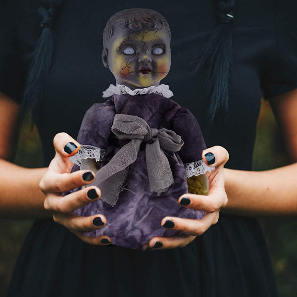 1 st Halloween läskiga dockor läskig röststyrd induktionspromenad