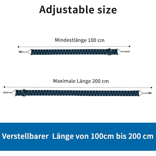 4x 2M elastiske spennere med kroker, justerbar elastisk spenner Bungee Bungee Flat Elast