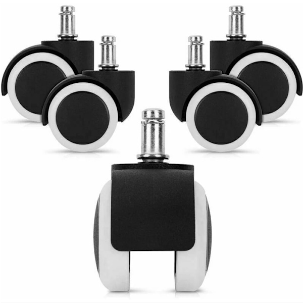 Vita Kontorsstolsrullar - Set om 5 Armstolsrullar - 11/50mm Ersättningshjul - Tysta Sitsben för Hårda Golv