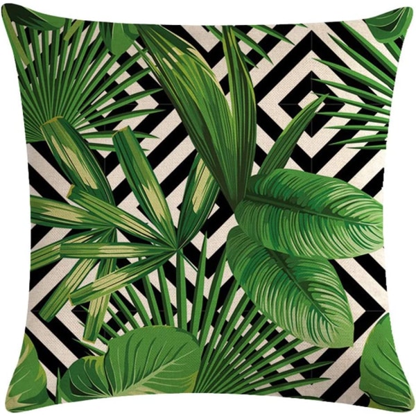 2Pak tropiske grønne blader Putetrekk med geometrisk Ba