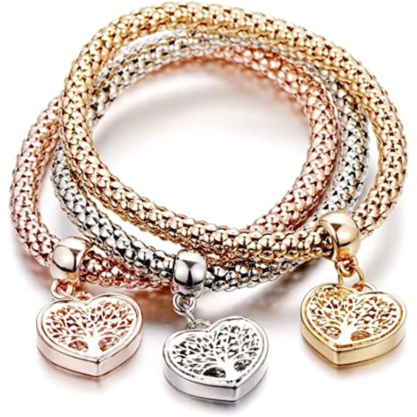 3 stk. Dame Livets Træ Armbånd, Dame Charm Armbånd w