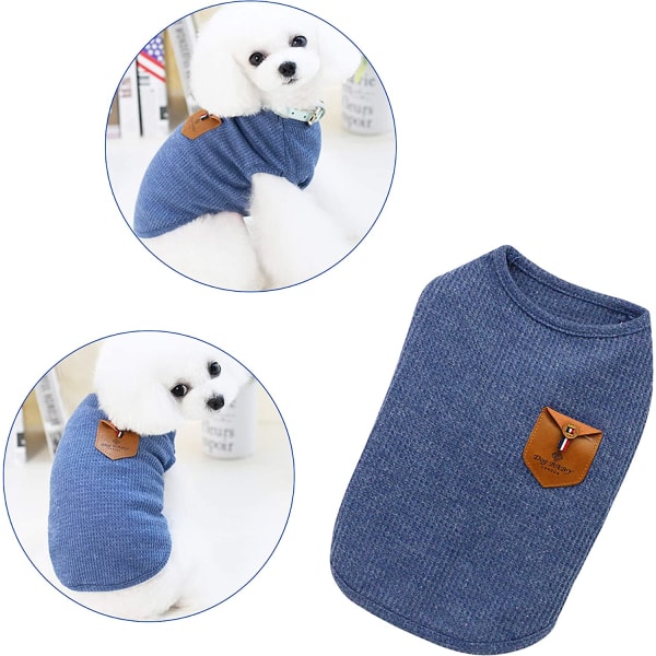 2 pakkausta minimalistisia koiran T-paitoja, kissan vaatteita, sinistä ja harmaata, 1