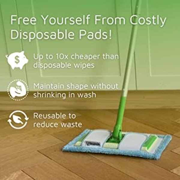 4-pack återanvändbara moppdynor, 12,5'' mikrofibermopprefilldyna