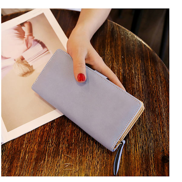 Khaki clutch taske (ca. 18,6*3,2*9,5cm) Læder lang pung, Cu
