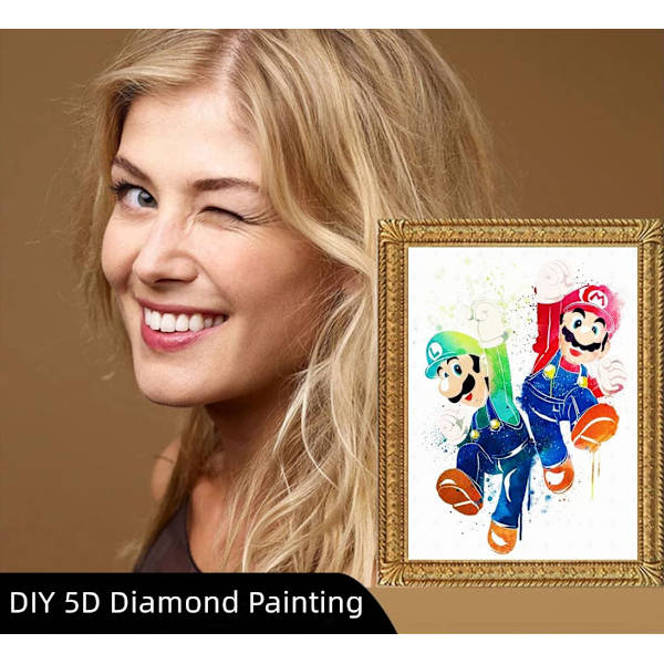 Mario Bros Diamond Painting Kit til boligindretning DIY 5D Full Diamo