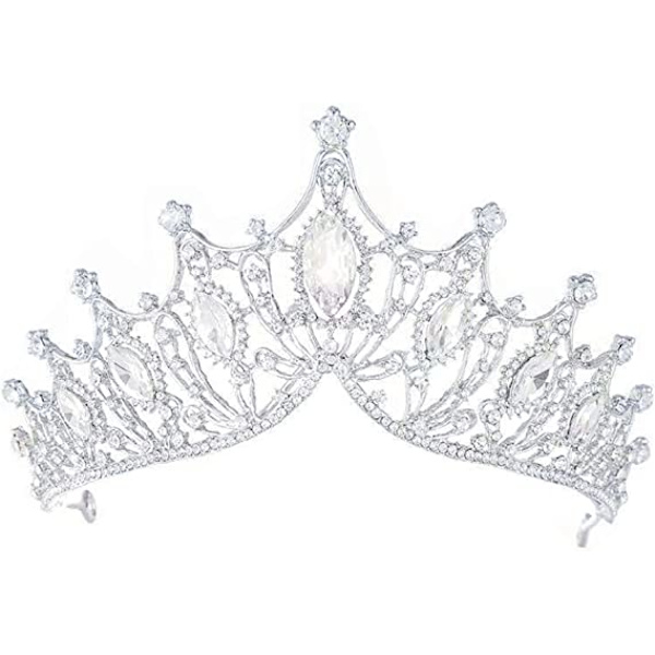 Diamantkrona huvudbonad (Silver), Princess Bride Crystal Diamond,