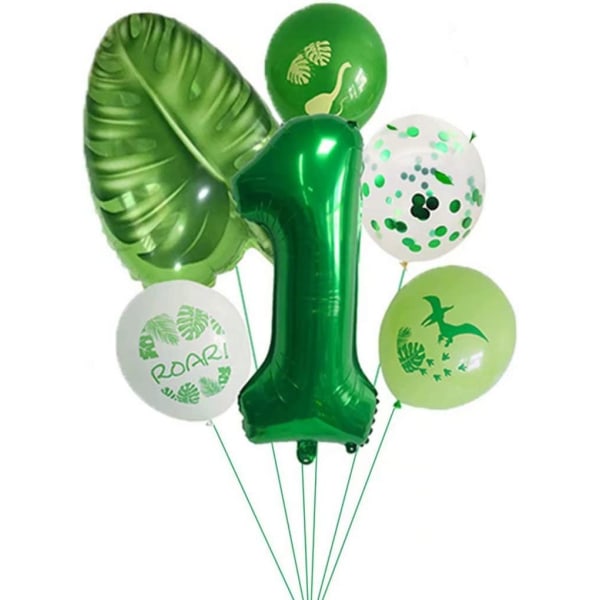 Dino 1 års födelsedag ballonger, barn födelsedag dekoration 1:a födelsedag