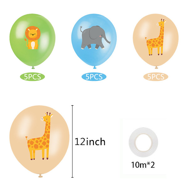 Viidakkoeläin Leijona Tiikeri Safari Teema Syntymäpäiväjuhlat Setti Lippu Kakku