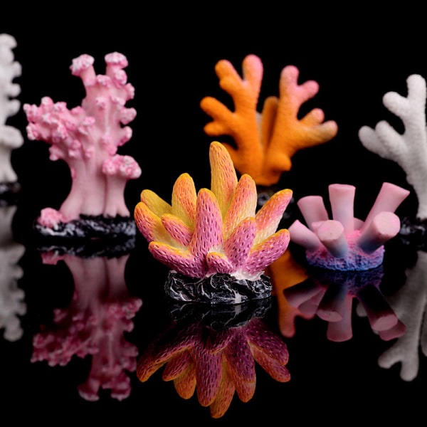 Farverigt harpiksakvarium kunstigt koralrev dekoration Fis