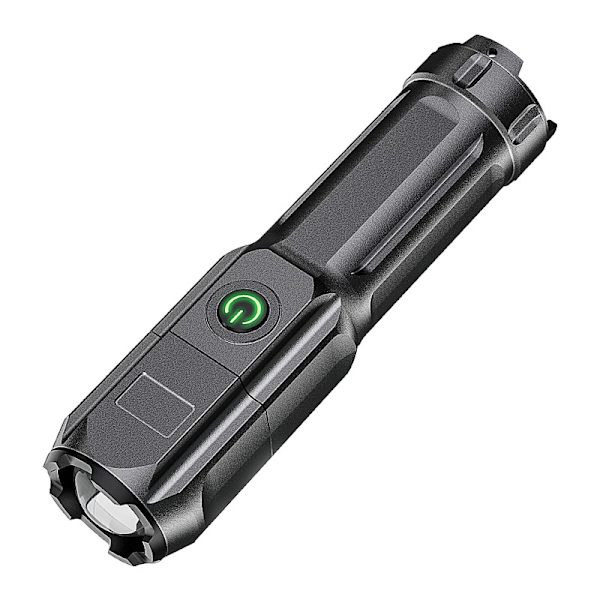 LED-lygte stærk lommelygte USB genopladelig zoom indtrækkelig