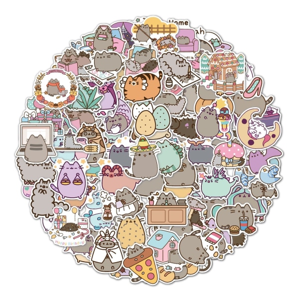 100 pakkaus kannettavan tietokoneen ja kissan tarroja (6-8 cm) Nature Cute Cartoon Patt