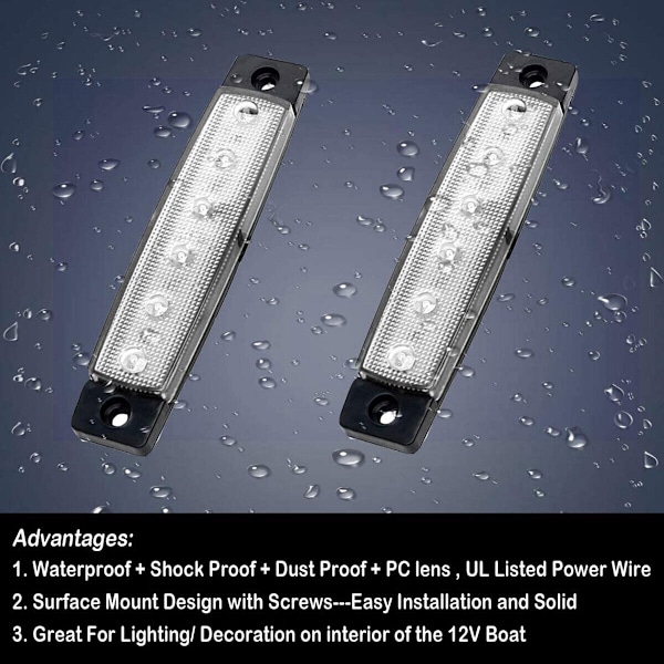 10x Marine Båd 6 LED Lampe Kahyt Dæk Højlygte Agter T