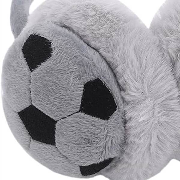 Paksut ja lämpimät lasten korvaläpät - harmaa, kolmiulotteinen jalkapallo