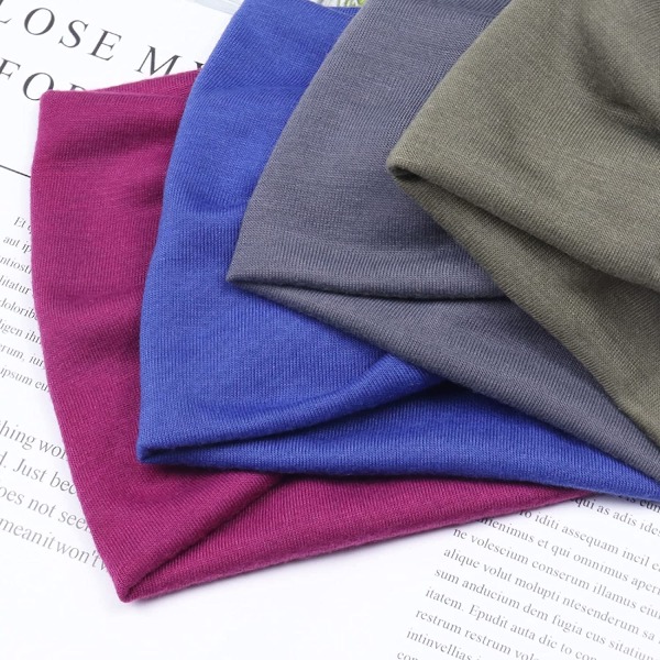 4 delar （blå、grön、grå、lila）Pannband för kvinnor Bred elastisk Sof