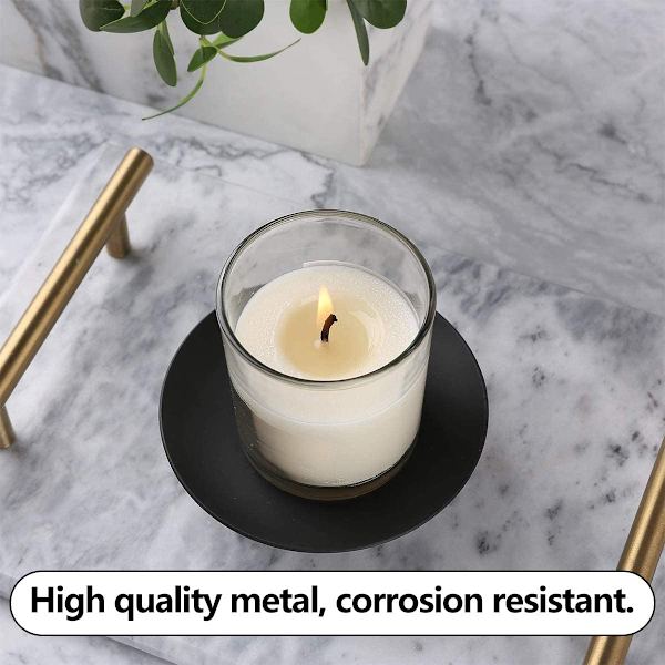 Musta kynttilänjalka（11*2.1cm）, 4 kpl kynttilänjalka metallilevy Cand