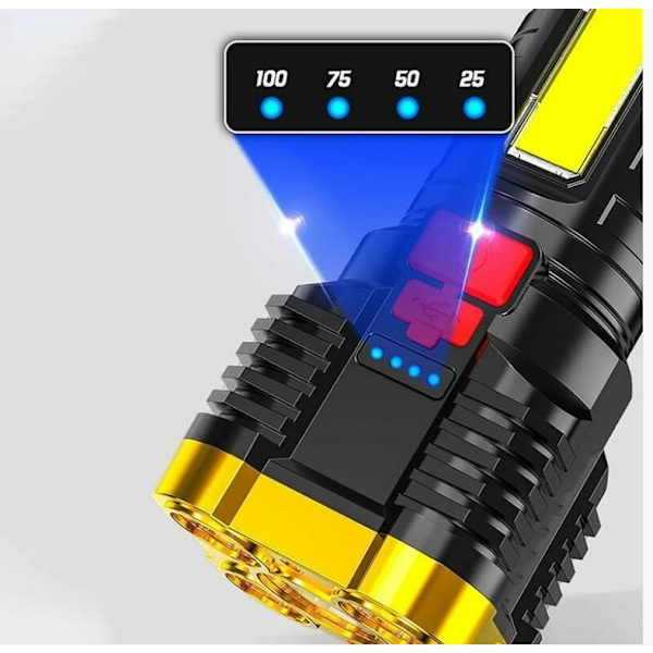 (Guld) Superkraftfull LED-ficklampa, LED-ficklampa, uppladdningsbar
