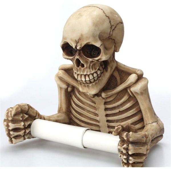 Skeletkranier Dekorativ Toiletpapirholder, Uhyggelig Halloween D