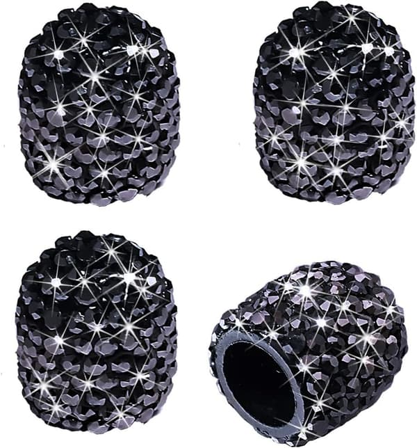 Ventilhetter, 4-pak Håndlagde Sorte Krystall Rhinestones Gen