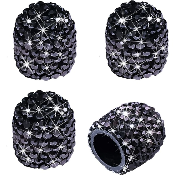 Ventilstamskydd, 4-pack handgjorda svarta kristallstrass Gen