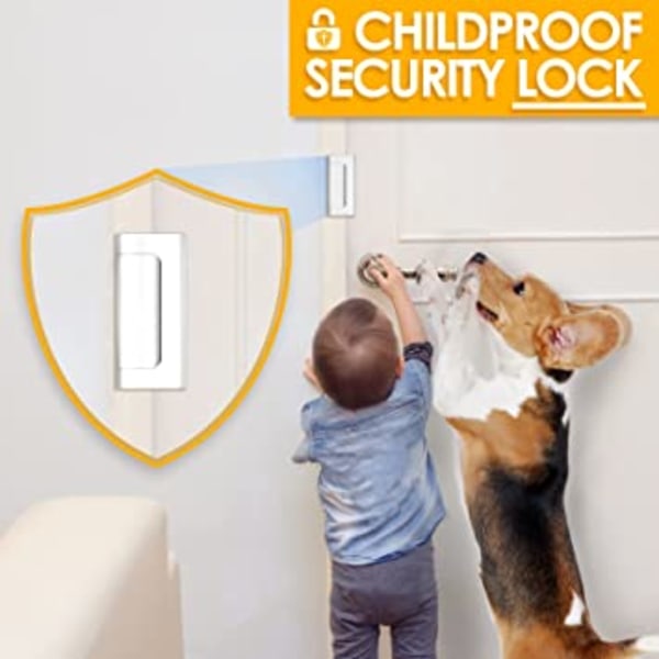 (hvit-2 pakke) Sikkerhetsdørlås for hjemmet, barnesikker dørforsterkning