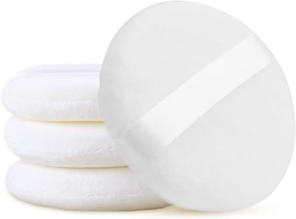 Vit - 4-pack bomullspuder, runda sminkpuffar, löst puder