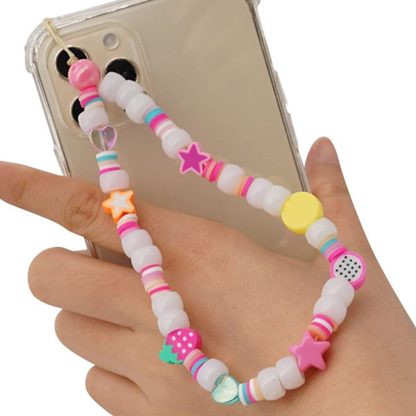 Mobiltelefon Lanyard Telefonkjede Fargerik Perlet Med Anheng Ikke-