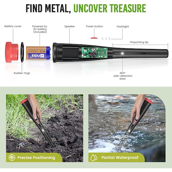 Metalldetektor Professionell Bärbar Metalldetektor med Batteri